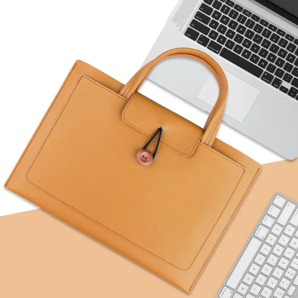Przenośna torba na laptopa o dużej pojemności, prostokątna, ochronna torba z PU z kieszenią do przechowywania, jednokolorowy futerał do przenoszenia, torba męska.