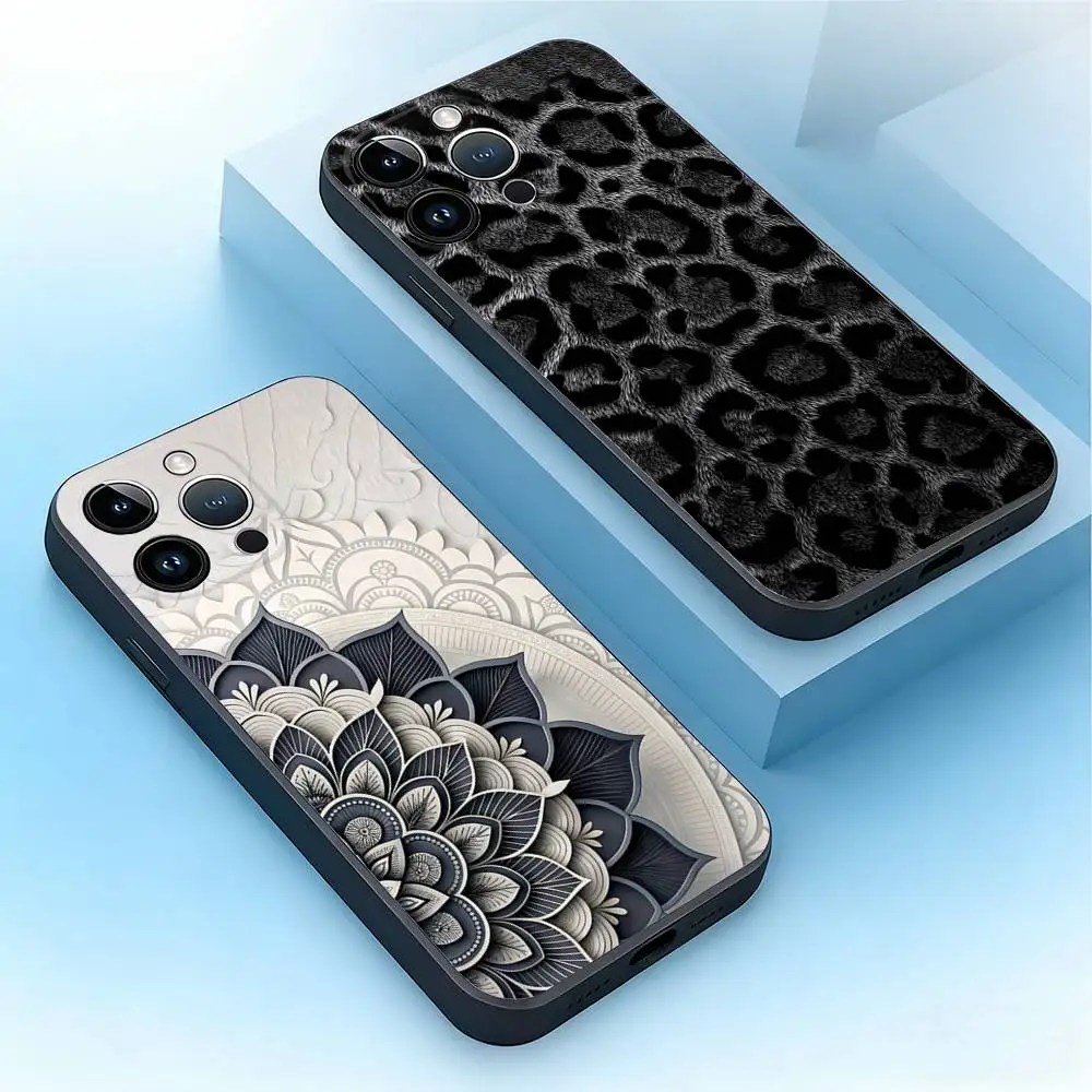 

Pattern Series Phone Case For iPhone 17,16,15,14,13,12,11,Air,XR,Pro,Max,Plus,mini,SE Silicone Black Cover