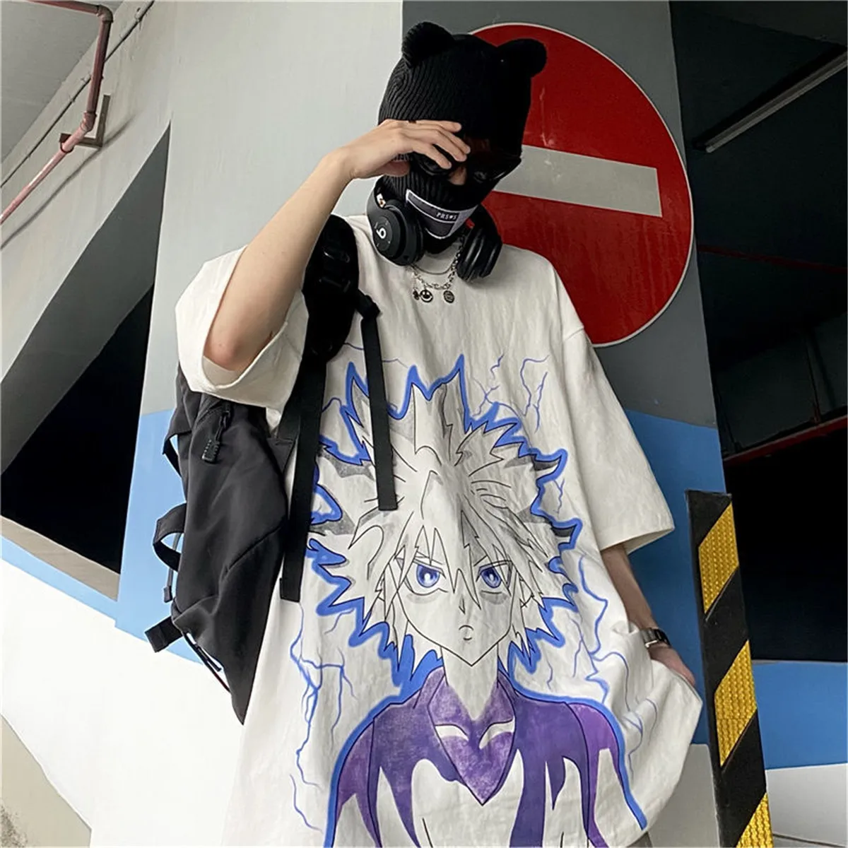 Hunter x Hunter T Shirt Men Japanese Harajuku Streetwear Killua Print Tshirt Short Sleeve Loose Summer Tops Tee Japan T Shirt