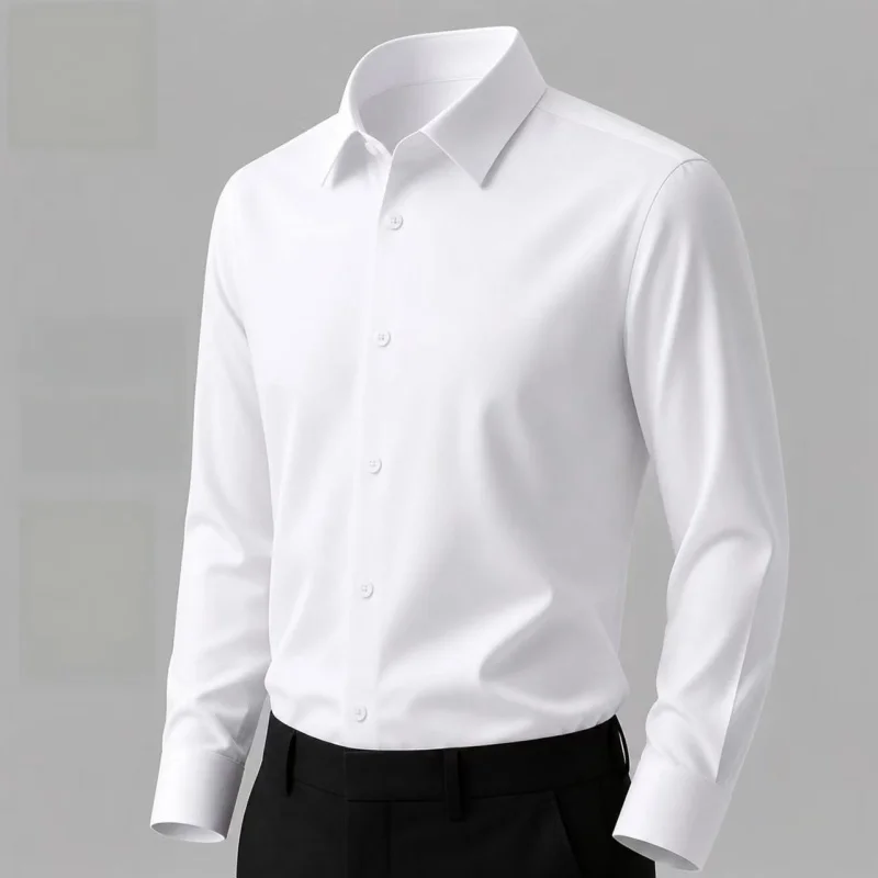 New Quality Anti-Wrinkle Men Shirt Long Sleeves Dress Shirts For Men Slim Fit Camisa Social Business White Office Shirt S-5XL