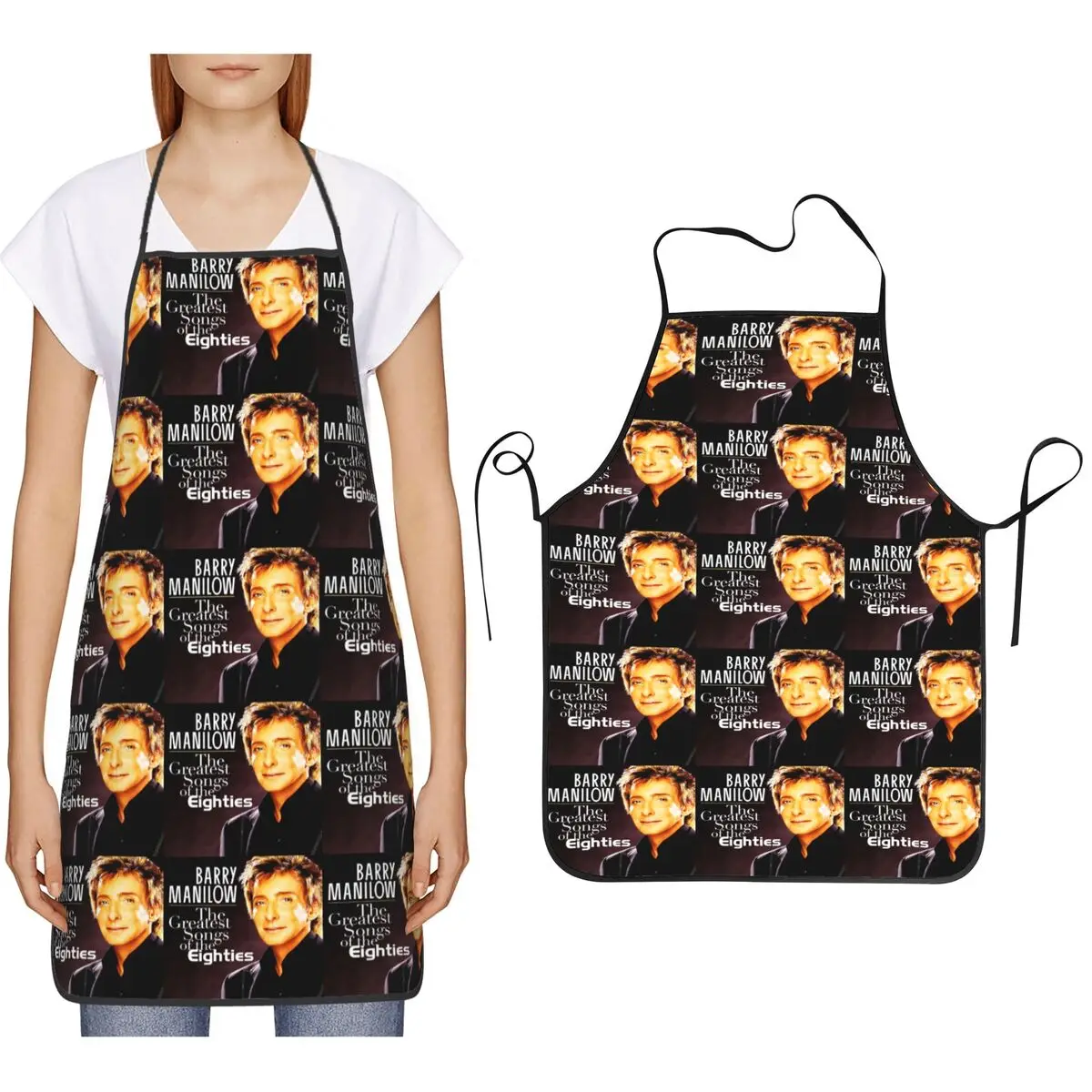 Popular Musician Barry Manilow Aprons Chef Cooking Cuisine Tablier Bib Kitchen Cleaning Pinafore for Women Men Painting