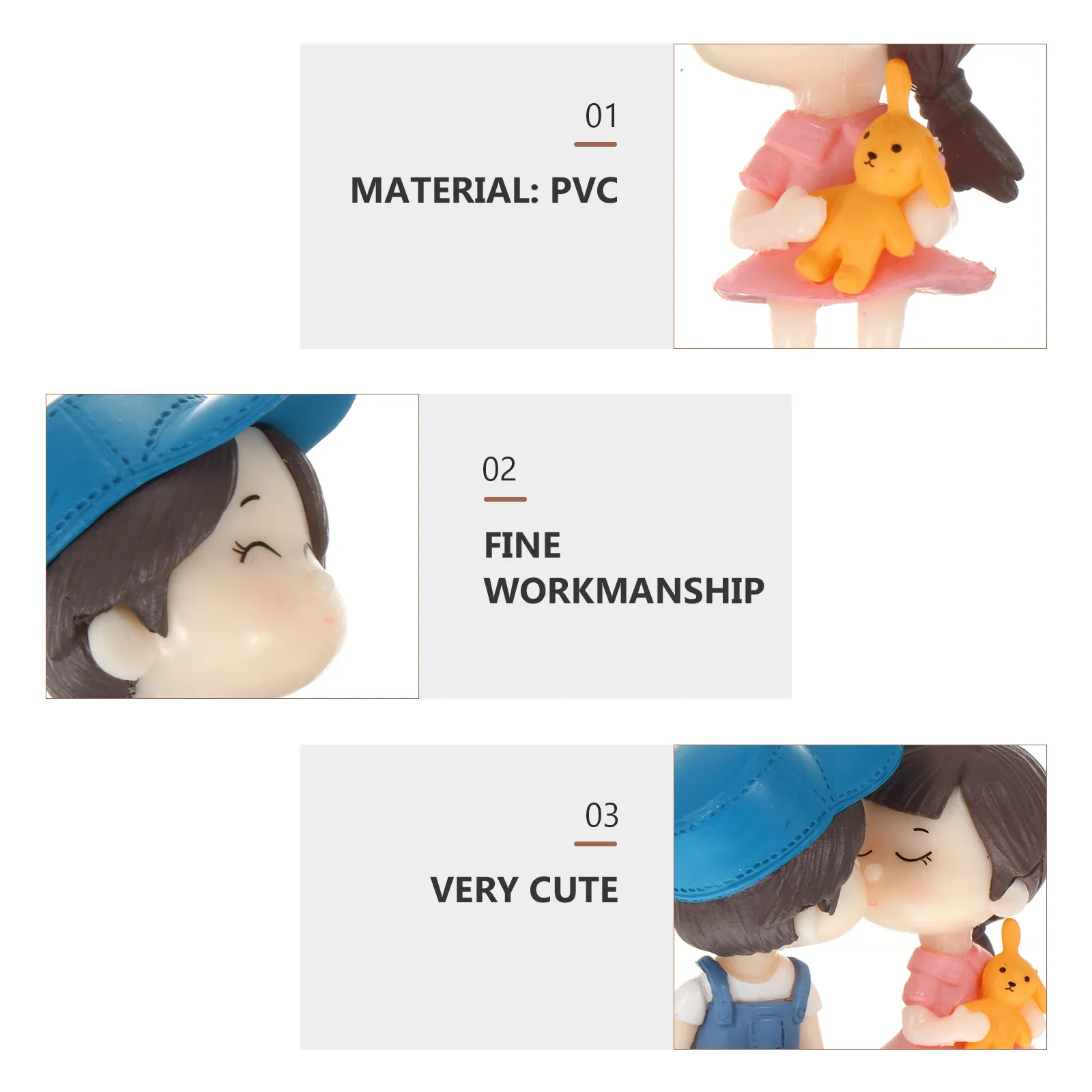 

1Pair PVC Lovers Couple Statues Premium Craftsmanship Home Office Wedding Decoration Valentine's Gifts Desktop Ornament