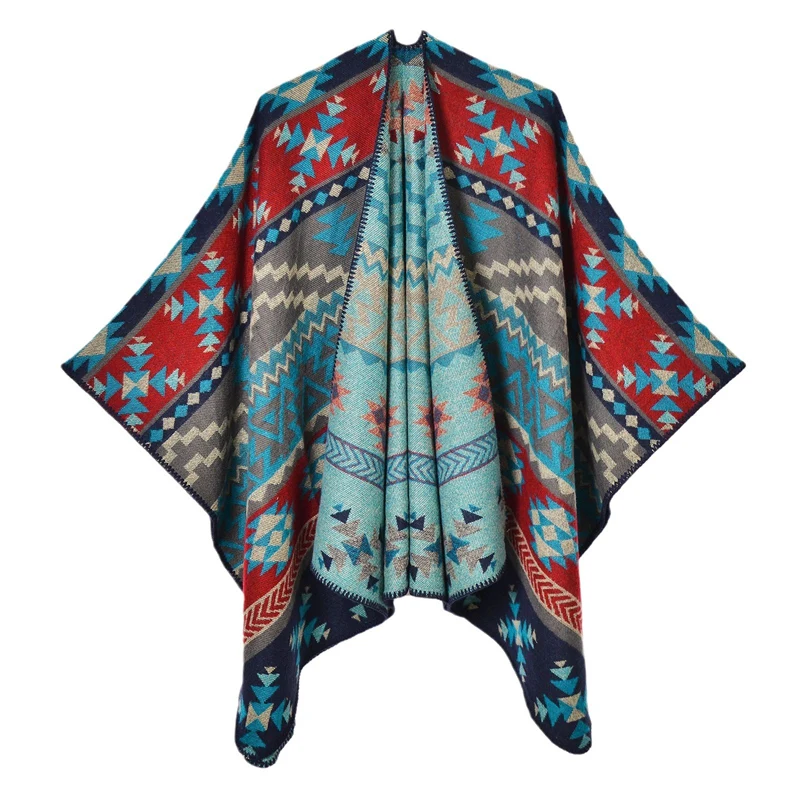 Luxury Cashmere Poncho Women Man Foulard Jacquard Scarf Warm Shawl Cape Pashmina Winter Female Warm Shawl Blanket Stole Cloak