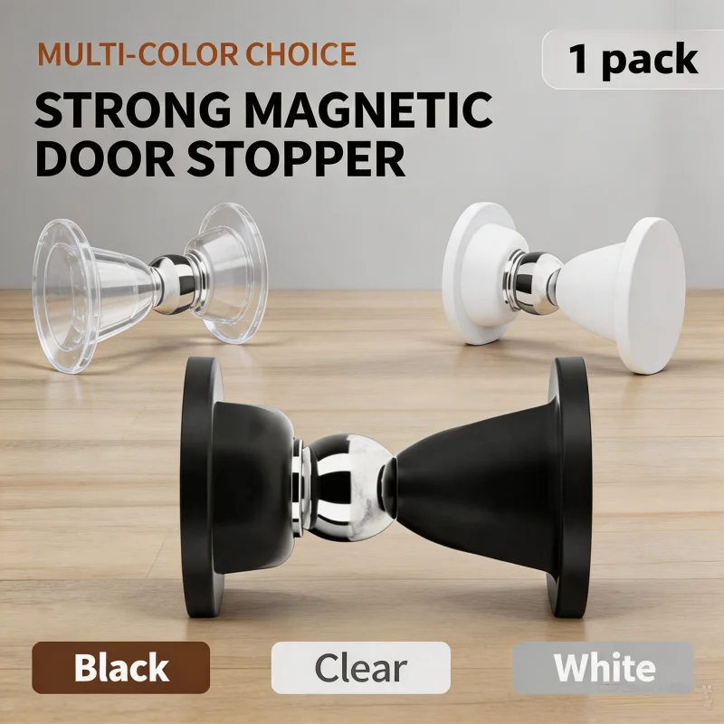 New Silicone Magnetic Door Stopper No Drilling, Anti-Collision Bathroom Door Stop, Strong Magnet Silent Floor Mount Door Catch
