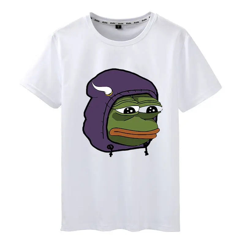 

Новая мужская и женская футболка с коротким рукавом и принтом PEPE Sad Frog Expression Frog Prince в европейском и американском стиле