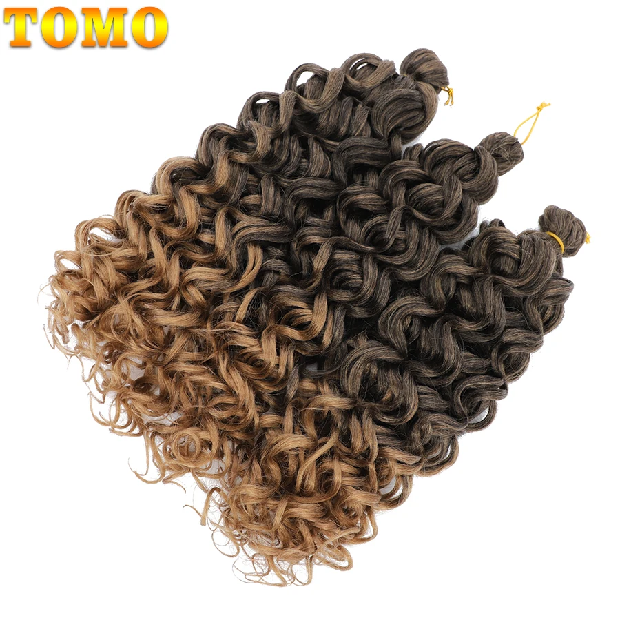 TOMO Long Deep Wave Crochet Synthetic Hair Extensions 18/24Inch Natural Ocean Wave Curly Crochet Braing Hair Brown Blonde