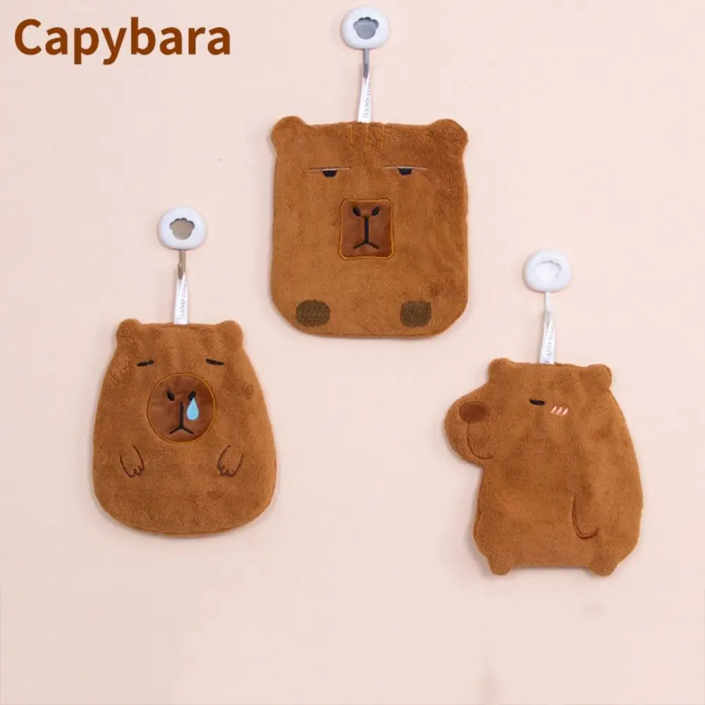 Coral Velvet Capybara Hand Towel Capybara Cartoon Toilet Handkerchief Strong Water Absorption Wall-mounted Bathroom Kerchief