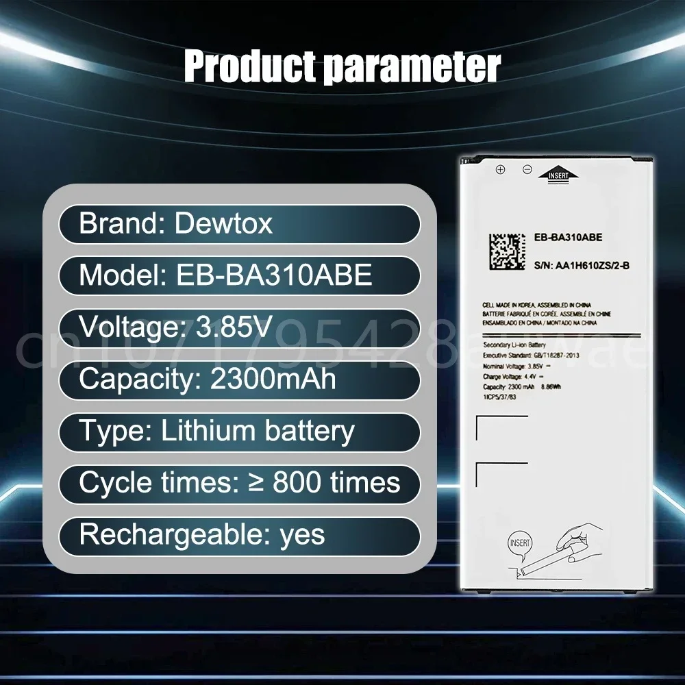 แบตเตอรี่ใหม่สําหรับ Samsung Galaxy A3 2016 Edition A310 A310F A310M A310Y A310F/DS DUOS EB-BA310ABE 2300mAh
