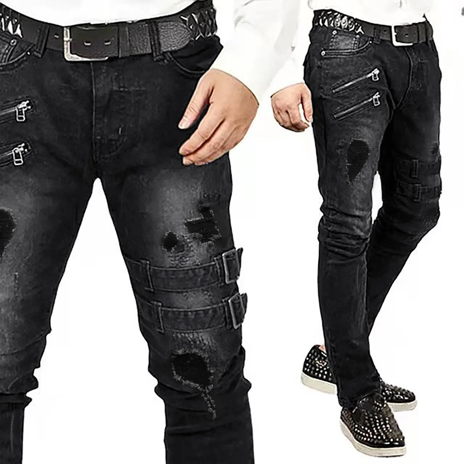 

Men's Slim Fit Straight Leg Casual Jeans Trousers With Zipper Pocket Casual Fashionable Men's Daily Versatile Denim Pants