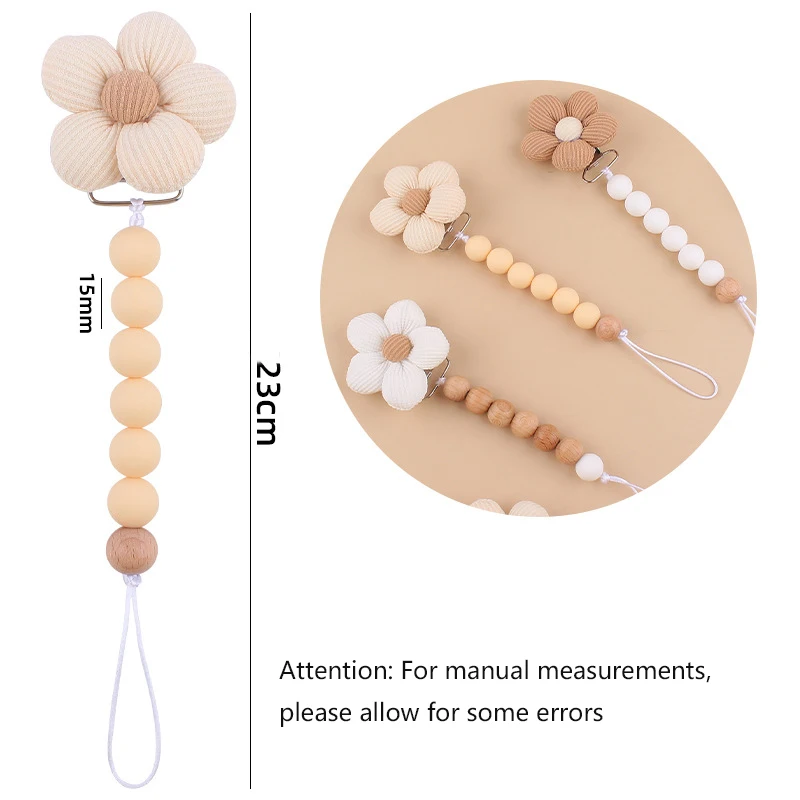 Baby Pacifier Clip Newborn Creative DIY Flower Silicone Pacifier Chain Cotton Teething Toys Soother Pendant Holder image 4