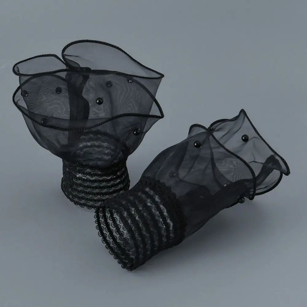 

Double Layer Fake Pleated Cuff Detachable Sweet Horn Cuffs Decoration All-match Elastic False Cuff Sleeve Clothing Accessory