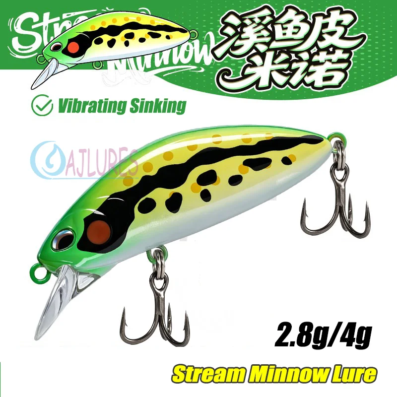 1 Peça Isca Artificial Stream Minnow 2.8g 4g 35SS 45SS, Wobbler de Afundamento Lento, Brilho Noturno, Isca Rígida para Pesca de Robalo, Lúcio e Truta em Água Doce