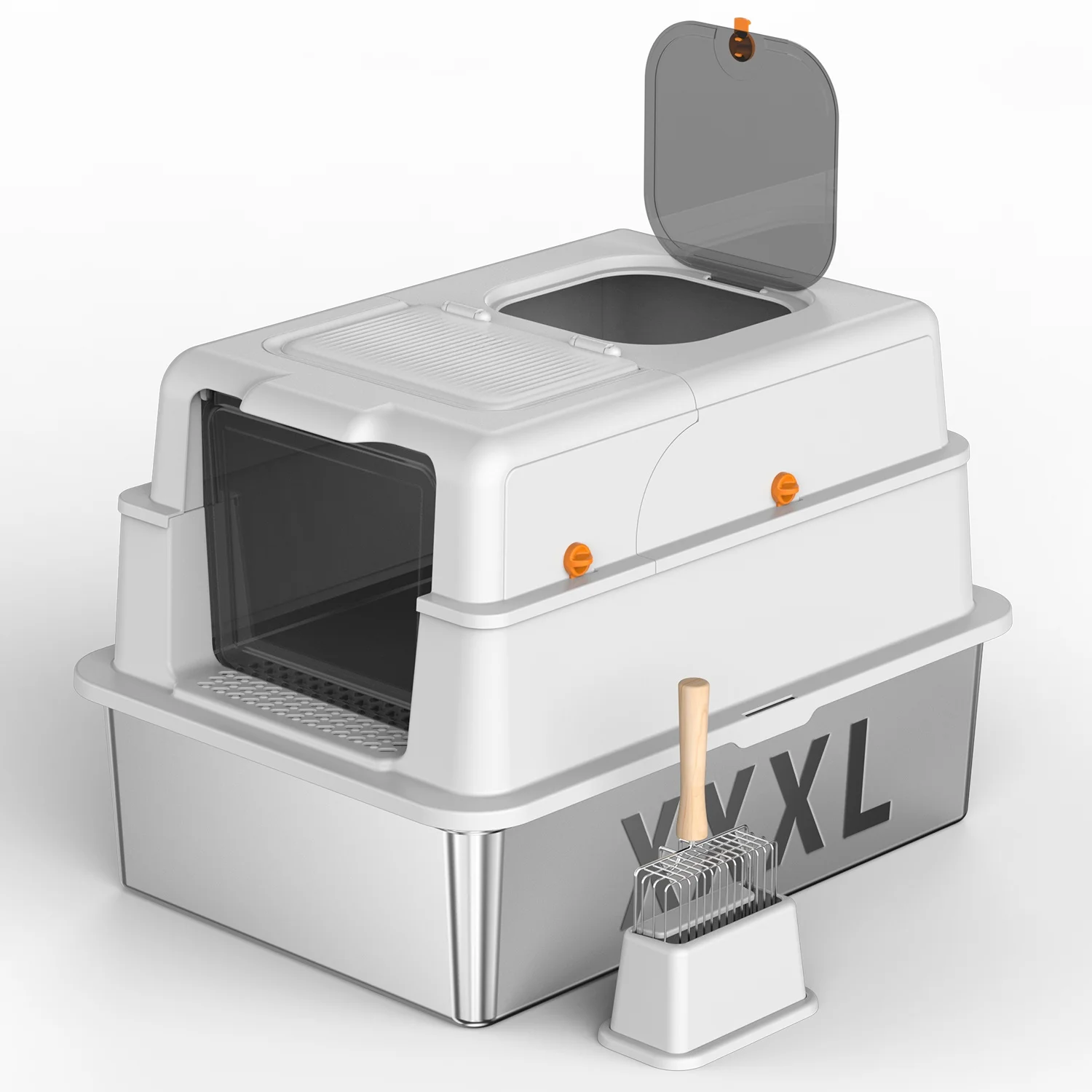 Fully Spillproof 100L Cat Toilet 100L PP Box Two-Way Shovel Closed Deodorant Large Capacity 100L Box Cat Litter Box