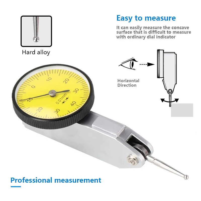 0-0.8mm Lever Dial Indicator Shockproof Test 0.01mm Dial Gauge Scale Meter Accuracy Indicator Center Measuring Instruments