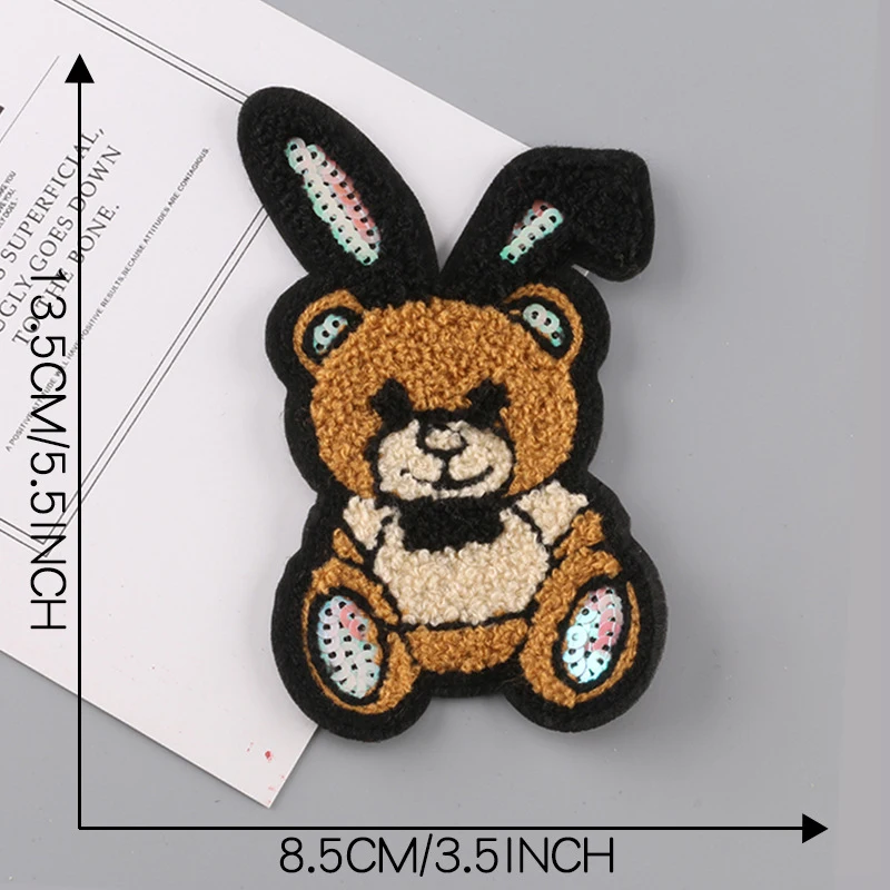 Sequin Bunny Bear Embroidery Plush Clothing Hoodies Stickers Patch DIY Hand Sewing Patches on clothes Embroidered Accessories