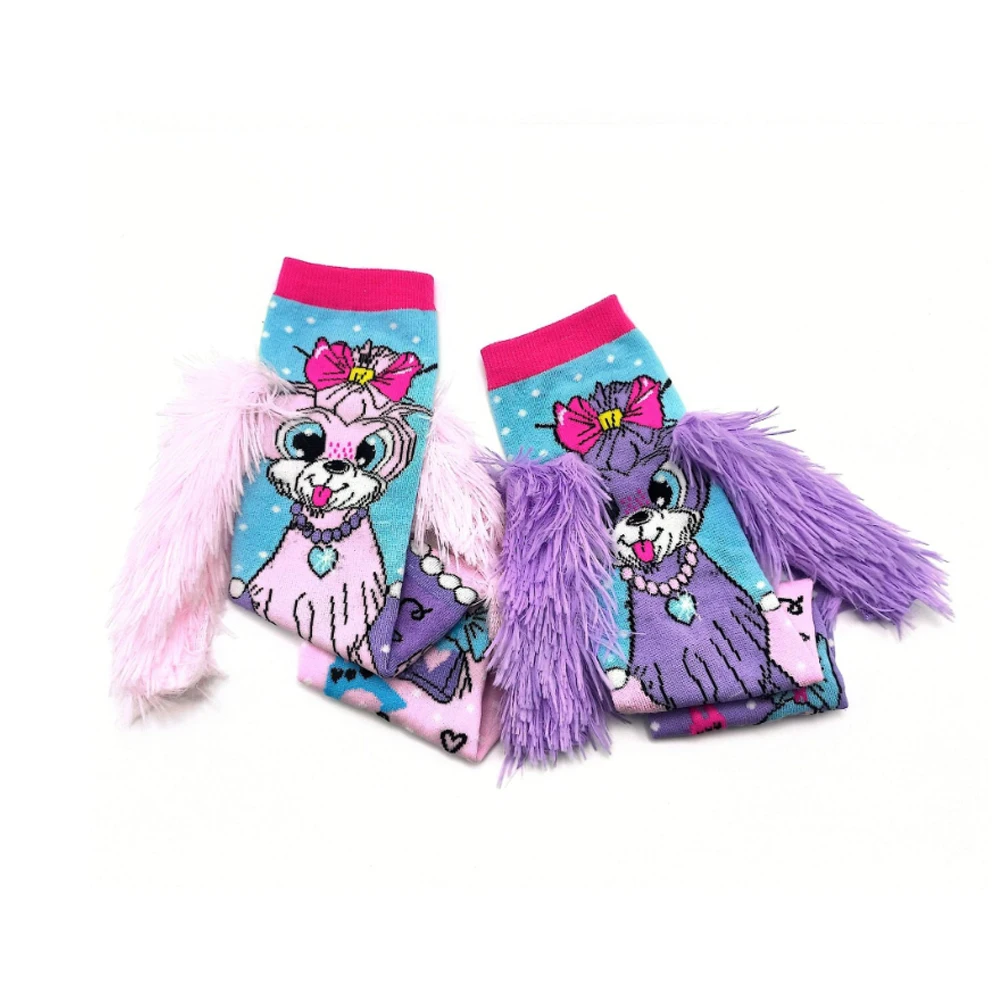 فكرة هدية عيد الميلاد: جوارب ممتعة بطبعة حيوانات للنساء، جوارب لطيفة مع جوارب طويلة للركبة بفيونكة وردية #6