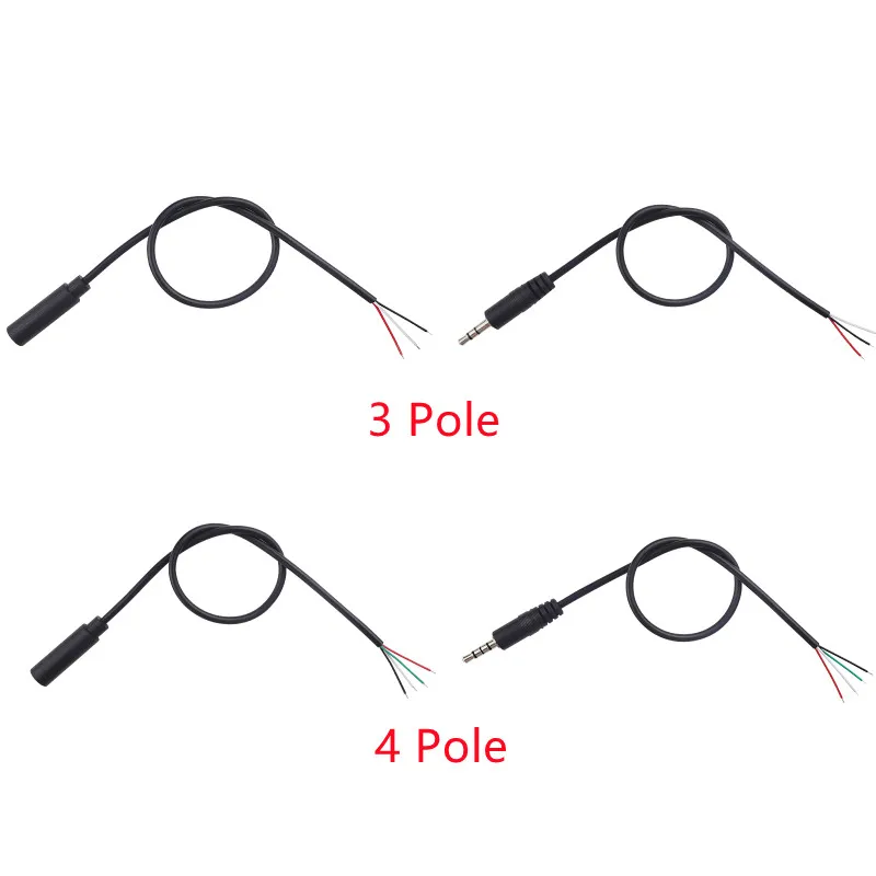 1pcs 30CM 3.5mm Audio Cable AUX Single Head Dual Channel Male and Female Head Audio Speaker Line 3/4 Pole Audio Output Line