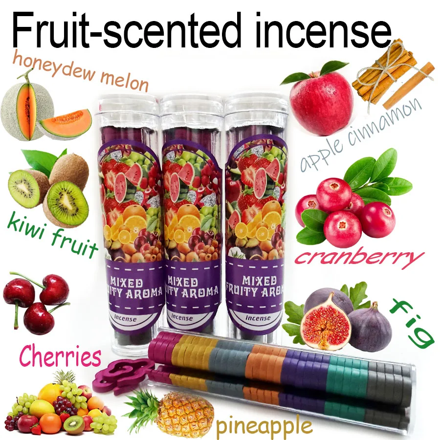 7 Types of Fruit-Flavored Incense Sticks, 7 Different Colors in 1 Bottle (Approximately 40-42 Sticks), Cloud-Shaped, Suitable for Home, Outdoor, Hotel, Yoga Room, Easy to Carry, Festive Atmosphere Decorations