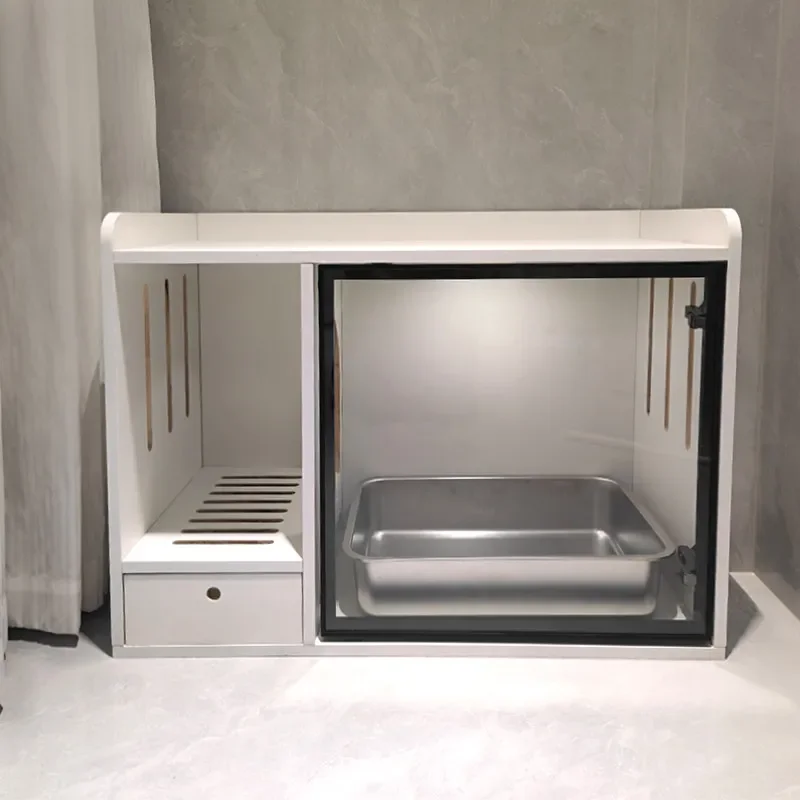 Solid wood semi-enclosed cat toilet, odor-proof and leak-proof sand cleaning cabinet, balcony corridor anti