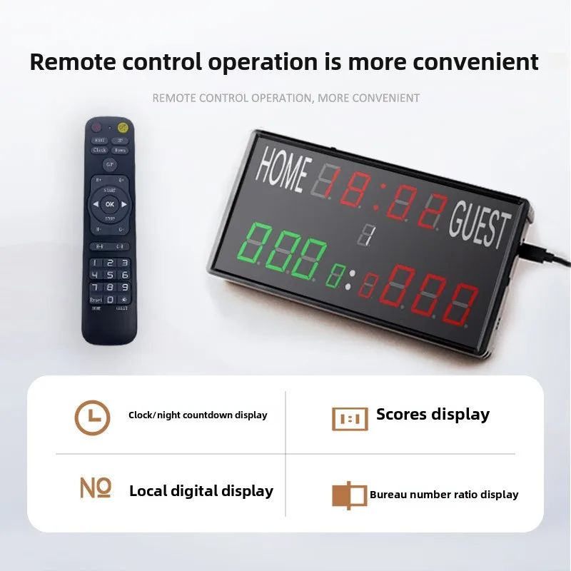 YTYIN لوحة النتائج LED متعددة الوظائف لكرة السلة والبلياردو الرقمية مع عرض وقت لعبة العد التنازلي للرياضة