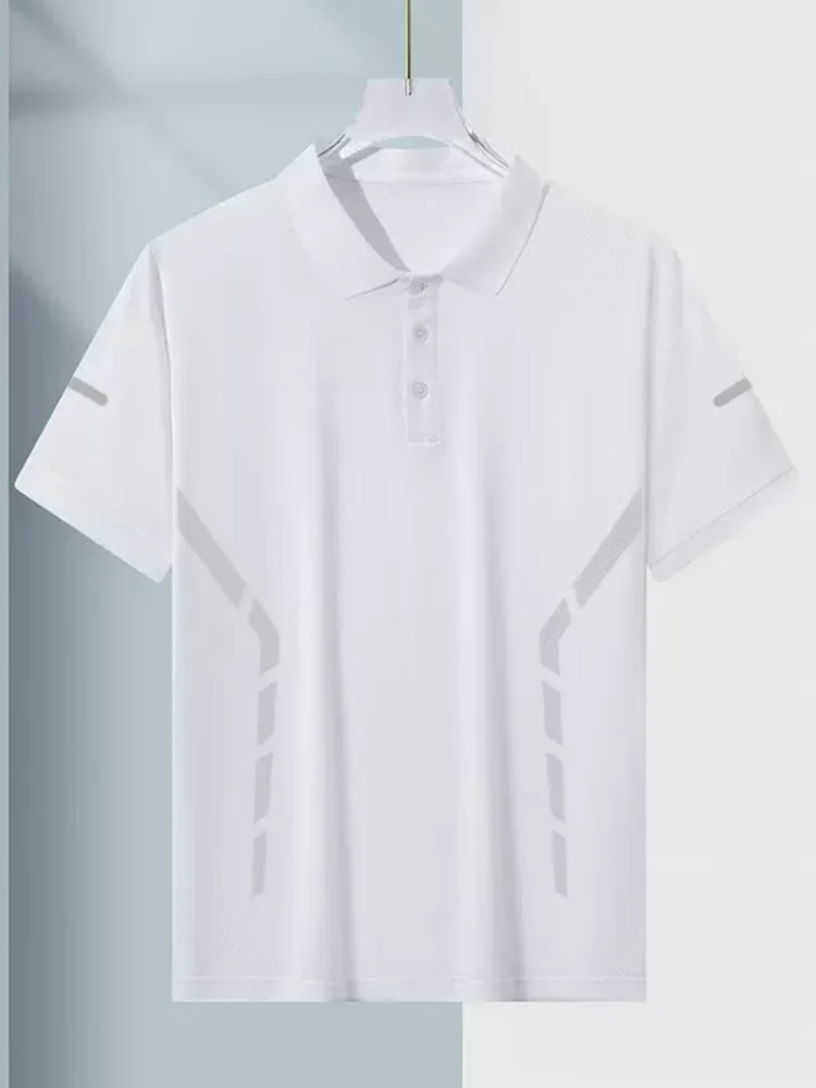 Summer Men's Short Sleeve Polo Shirt Turn-Down Collar Business Solid Color Comfortable Versatile