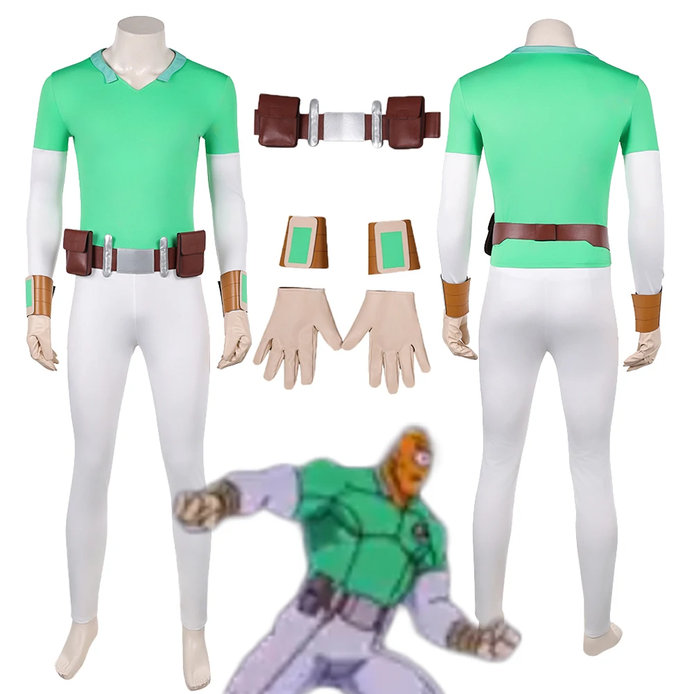 

Костюм Каменного человека Invincible: зеленая футболка, комбинезон, униформа, перчатки, наряд для Хэллоуина, карнавала, вечеринки, для взрослых мужчин