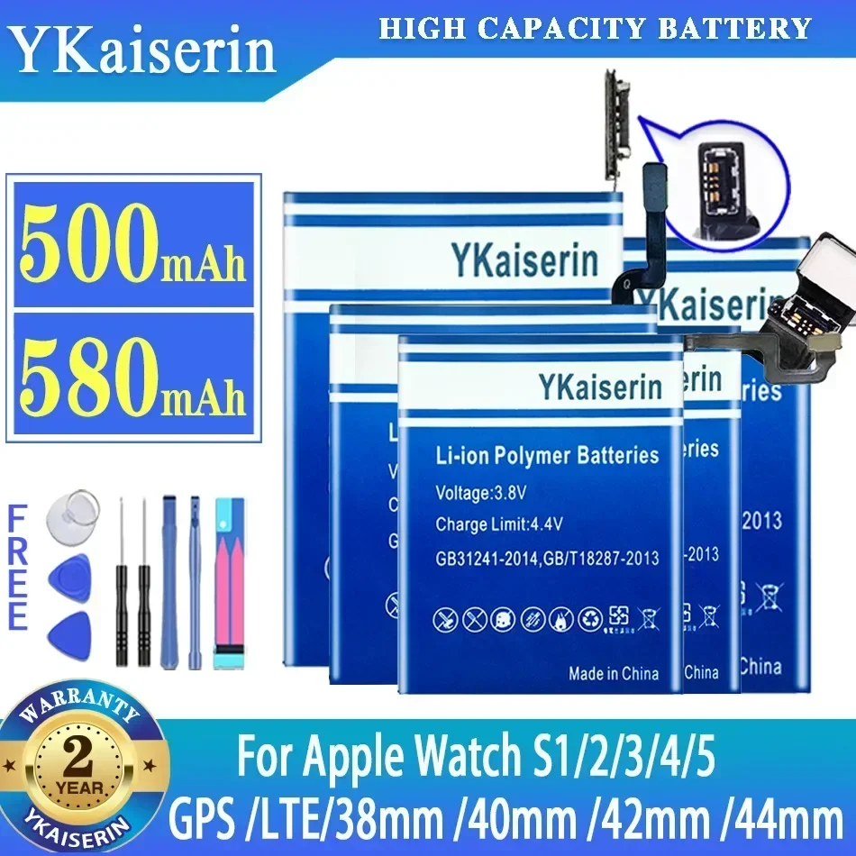 YKaiserin Battery For IWatch Series 1 2 3 4 5 A1579 A1760 Real Capacity Bateria for Apple Watch S1/2/3/4/5 GPS + LTE