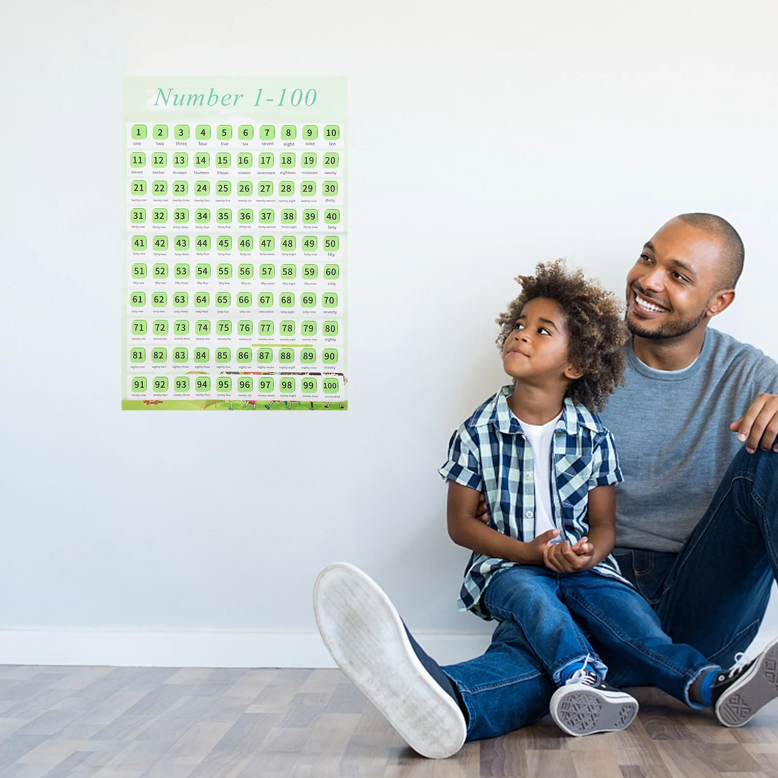 

40x60cm Numbers 1-100 Chart Wall Chart Baby Educational Counting Tool Preschool Teaching Aid Math Recognition Educational Toys