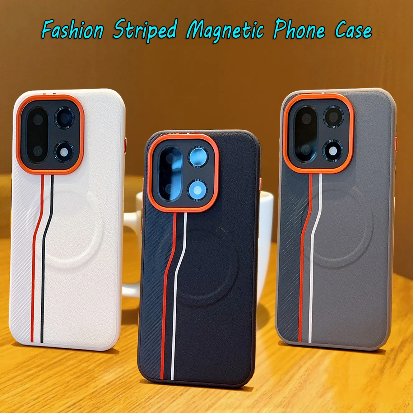 

Модный полосатый чехол для телефона OnePlus 15 Ace 5 Pro Magsafe, роскошный магнитный противоударный чехол из искусственной кожи для OnePlus 13R 13T 13S