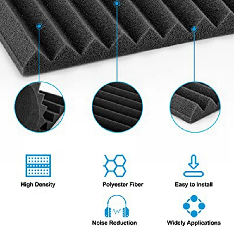 24PCS Sound Absorber Acoustic Foam Sound Insulation Wall Sound Insulation For Podcasts Reduce Noise (30 X 30 X 2.5 Cm)