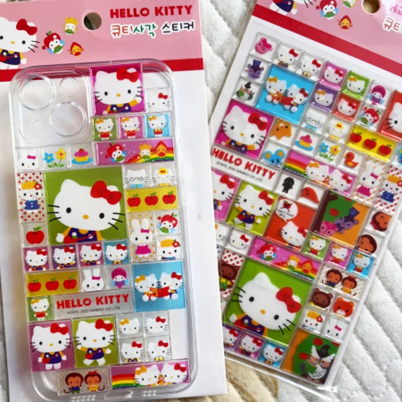 Hello Kitty 1 pièces autocollant Kawaii bricolage dessin animé autocollant vente chaude à la main mignon fille coque de téléphone tasse d'eau décoration autocollant cadeau