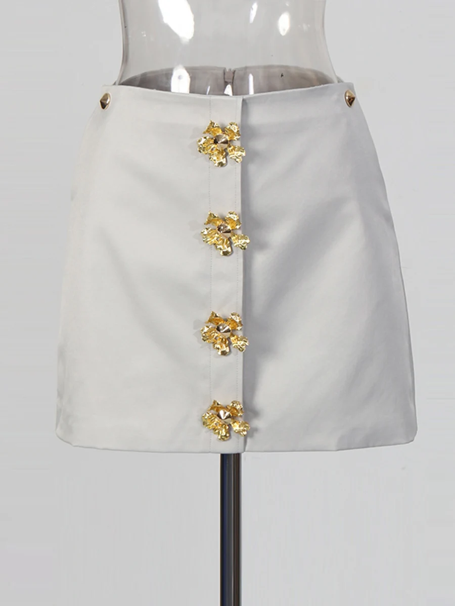 CHICEVER Grayblue أزرار مقسمة قطعتين مجموعة الإناث التلبيب كم طويل سترة تخفيف الفكرية المرأة تنورة مجموعات الموضة #6