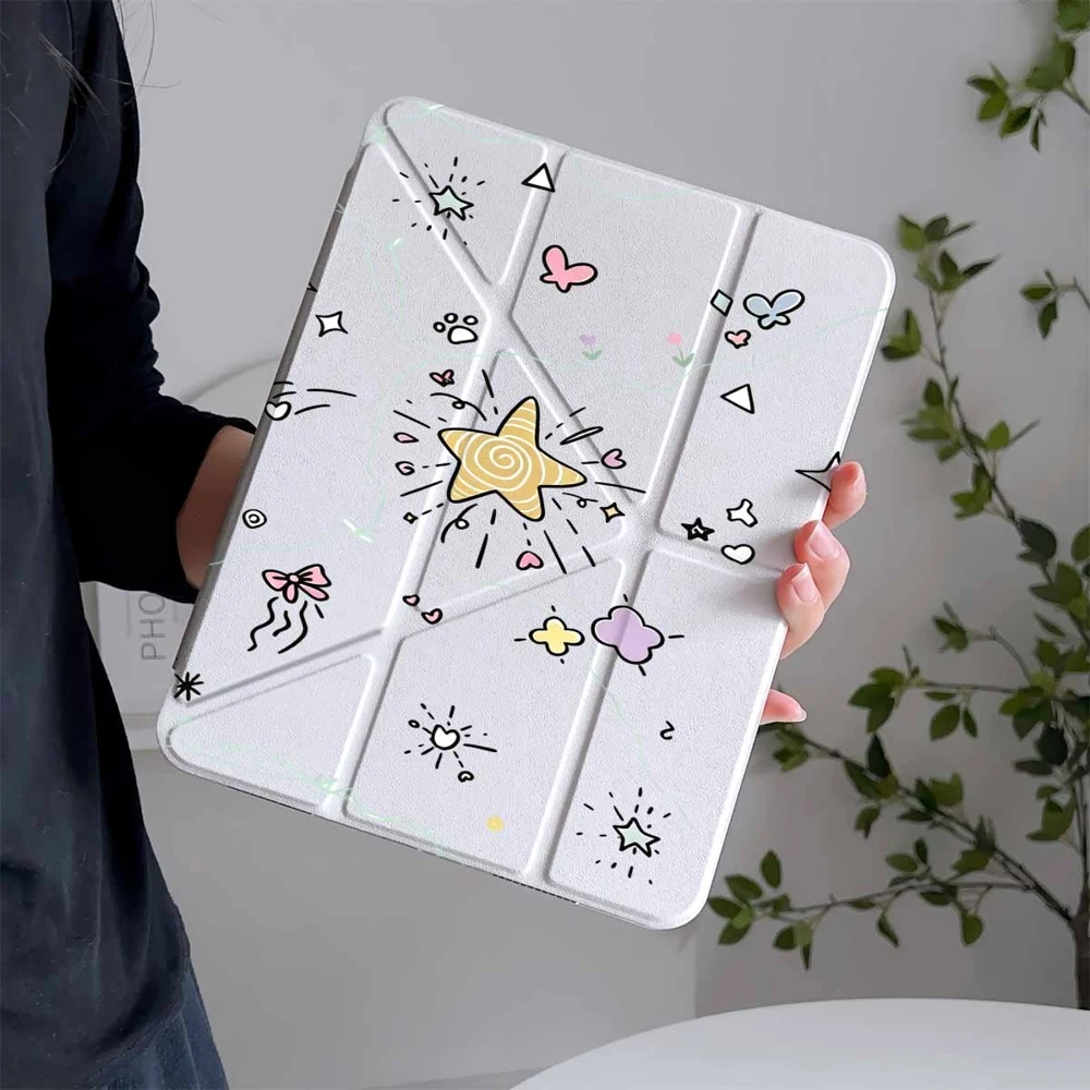 Hot Gold Star Doodle For IPad Mini Air Pro 13 12.9 11 10.9 10.5 10.2 9.7 8.3 7.9 inch 5 6 7 8 th Pen Slot Tablet Case