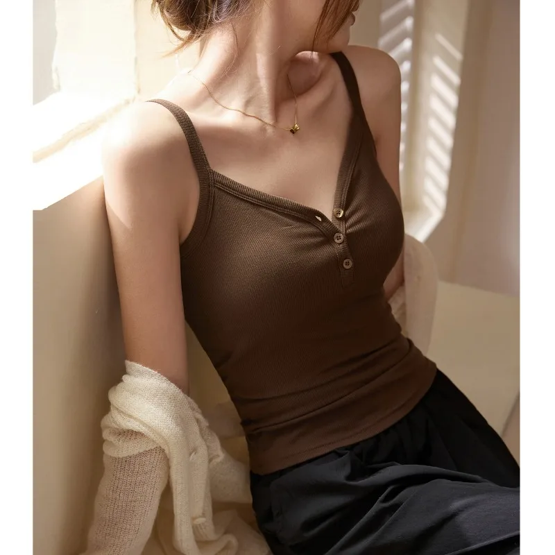 قميص قصير صيفي للفتيات برقبة على شكل حرف V بقصة ضيقة للتنحيف ورغبة نقية لارتداء قميص داخلي