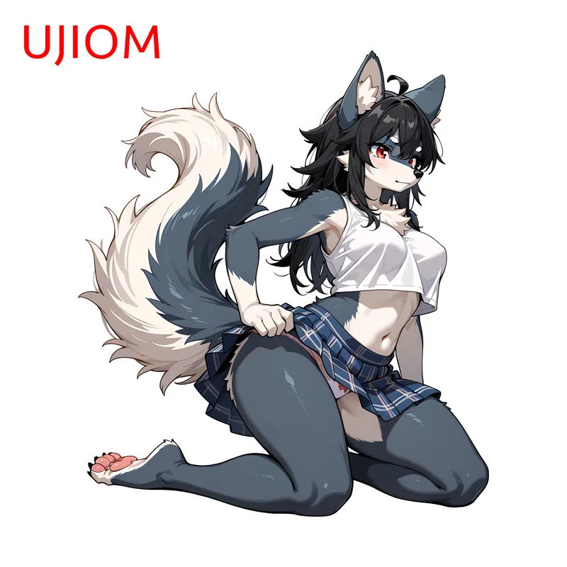 UJIOM Furry Fox Waifu Wall Sticker Amusing Creative Personality Chic Waterproof Decal Suitable For Bedroom Bathroom Decor