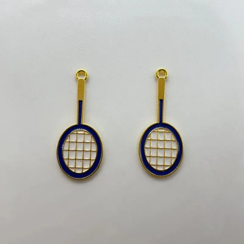 10pcs Sports Enamel Charm Badminton Racquet Badminton Pendant DIY Jewelry Making Earrings Necklace Exploration Supplies