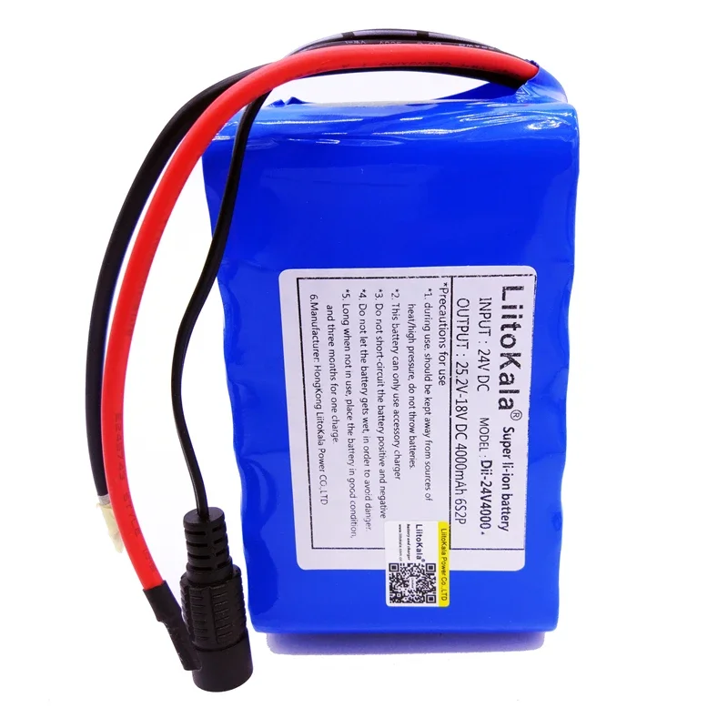 LiitoKala 24V 4ah 6ah 8ah 10ah 12 Lithium Battery Pack 25.2V 12ah Li-ion For Bicycle  