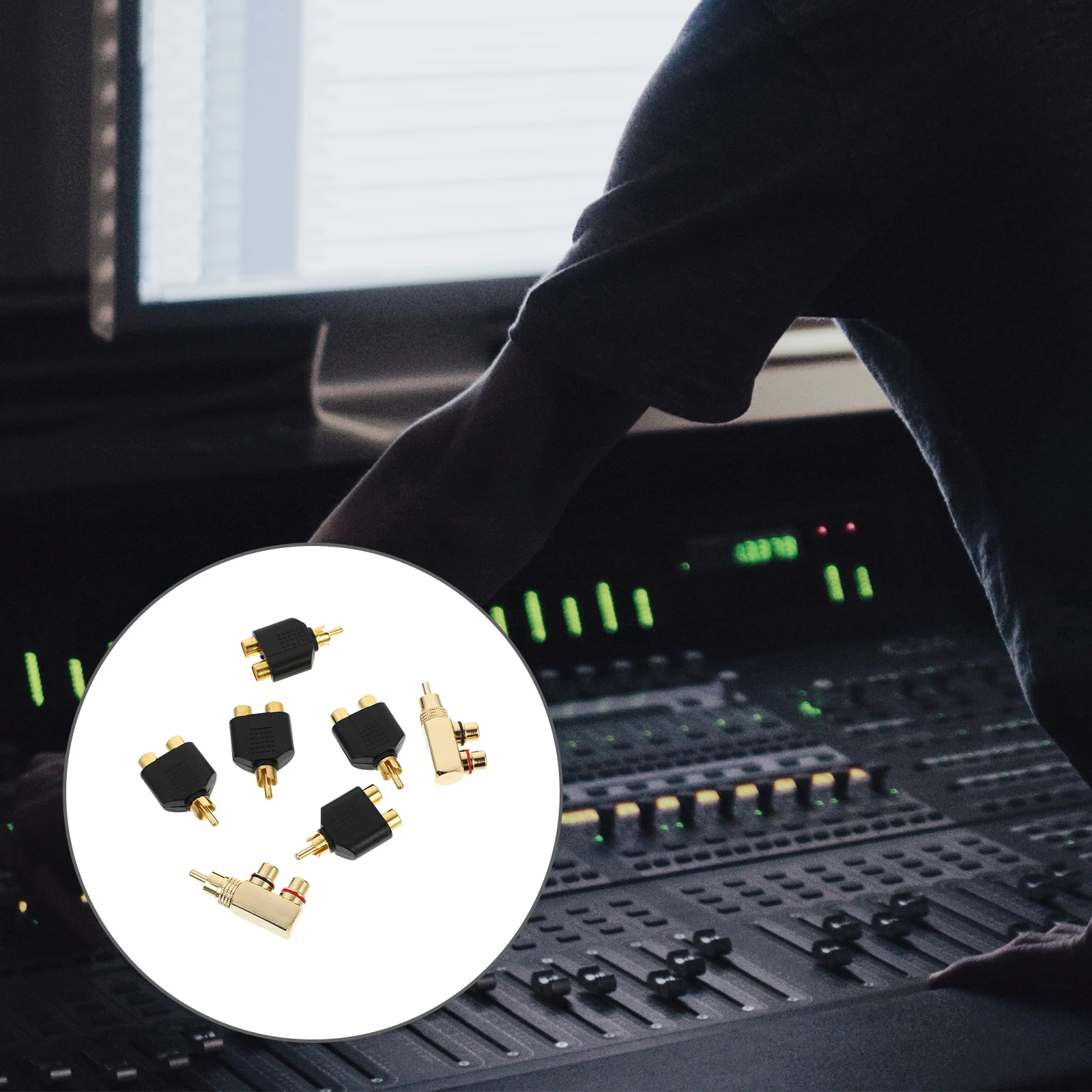 

7Pcs Splitter Connector Right Angle Y Type Copper Audio Signal Adapter Durable Gold Plated Audio Plug for Microphone