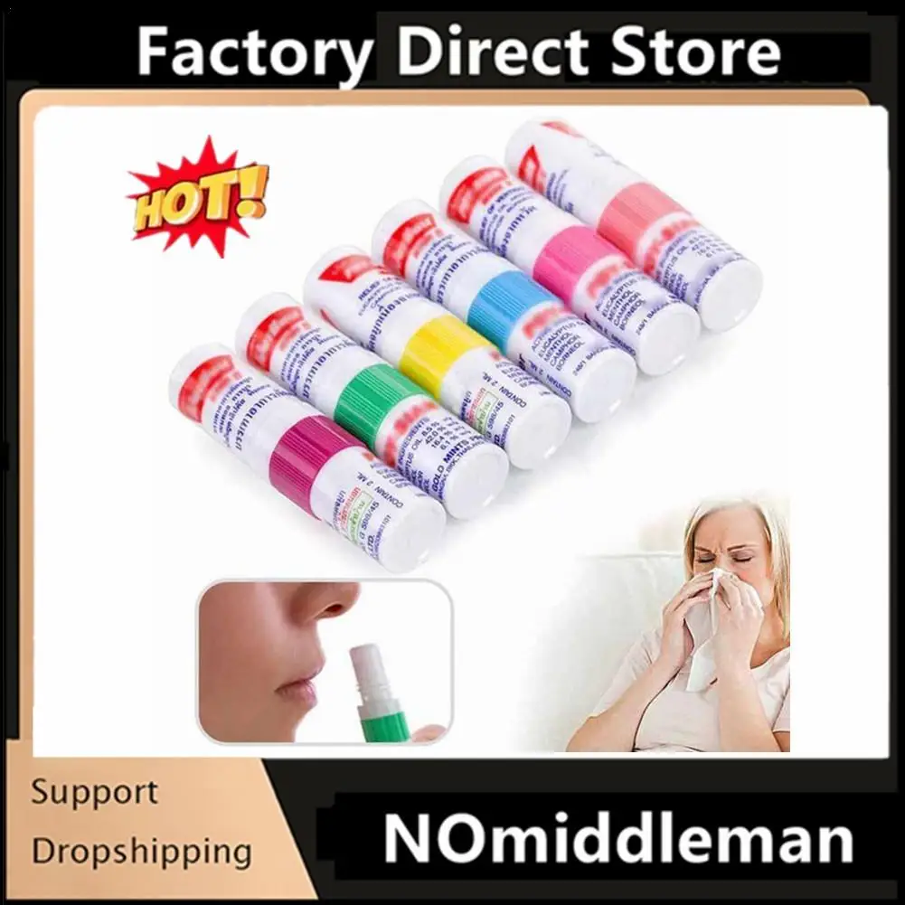 1Pc Nose Inhaler Thailand Mint Cylinde Refresh Brain Anti Fatigue Tube Cure Stuffy Runny Nose Nasal Inhaler