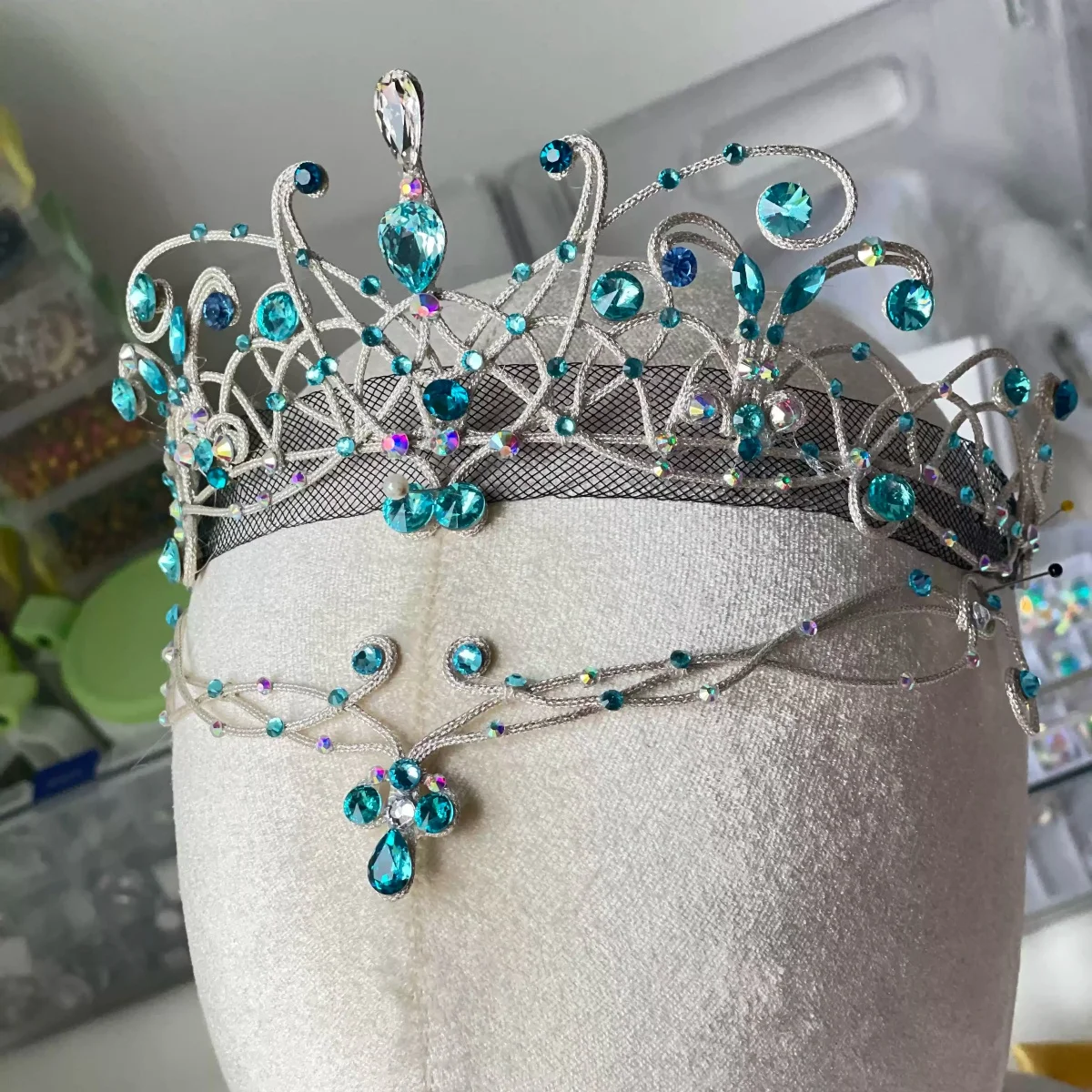 Lake Blue Ballet Crown Headpiece Bluebird Variations Headpiece