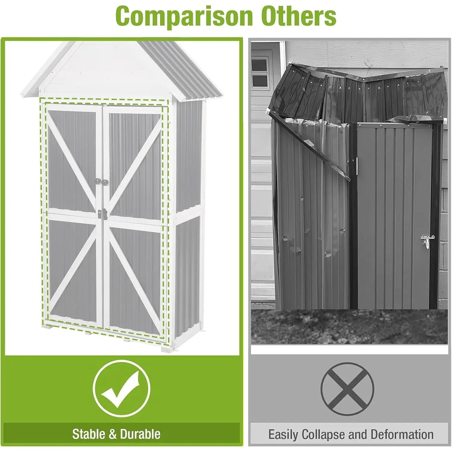 Outdoor Storage Shed Metal Frame Wooden Floor Adjustable Shelves Garden Backyard Patio 67.1" H, Customized - view 3