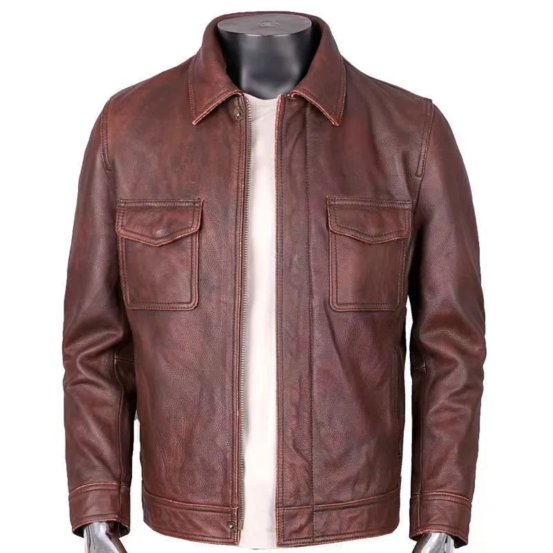 2025 Spring and Autumn New Fashion Trend Motorcycle Wear PU Leather Jacket Men\'s Casual Loose Comfortable Sports Large Size Coat