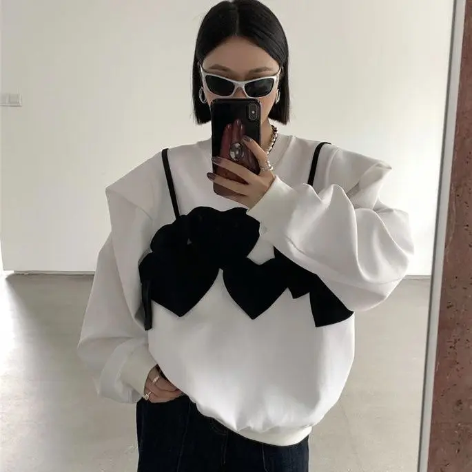 2023 Loose round neck hooded long sleeved sweater for women in spring and autumn hoodie sweatshirts Cotton harajuku