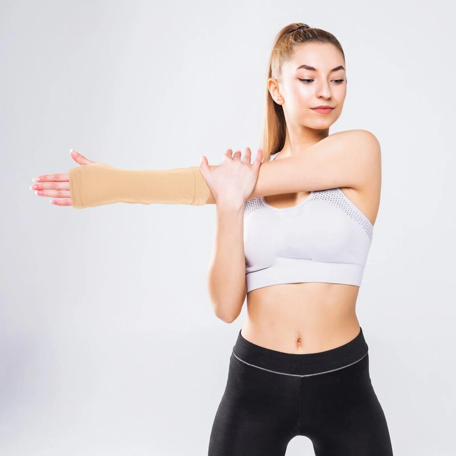 

1Pair Soft Wrist Compression Sleeve Thumb Support Skin Tone for Running Fitness Sports Carpal Tunnel Gloves