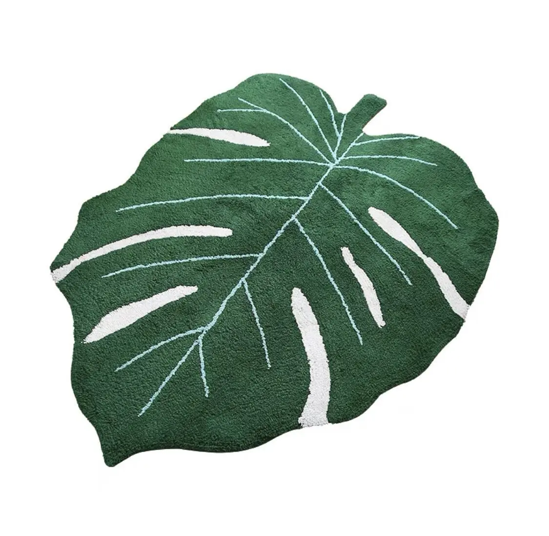 

Creative Large Green Leaf Imitation Cashmere Carpet Study Floor Mat Living Room Coffee Table Mat Green Bedroom Bedside Mat POD