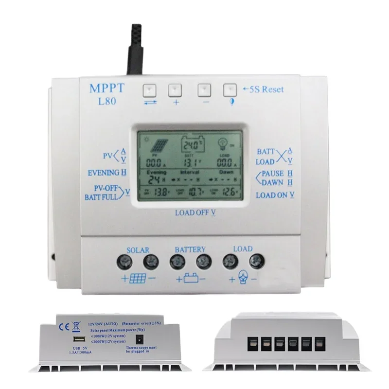 

PowMr MPPT And PWM 80A 12V/24V Solar Charge Controller Timer Controller Solar Charge Controller