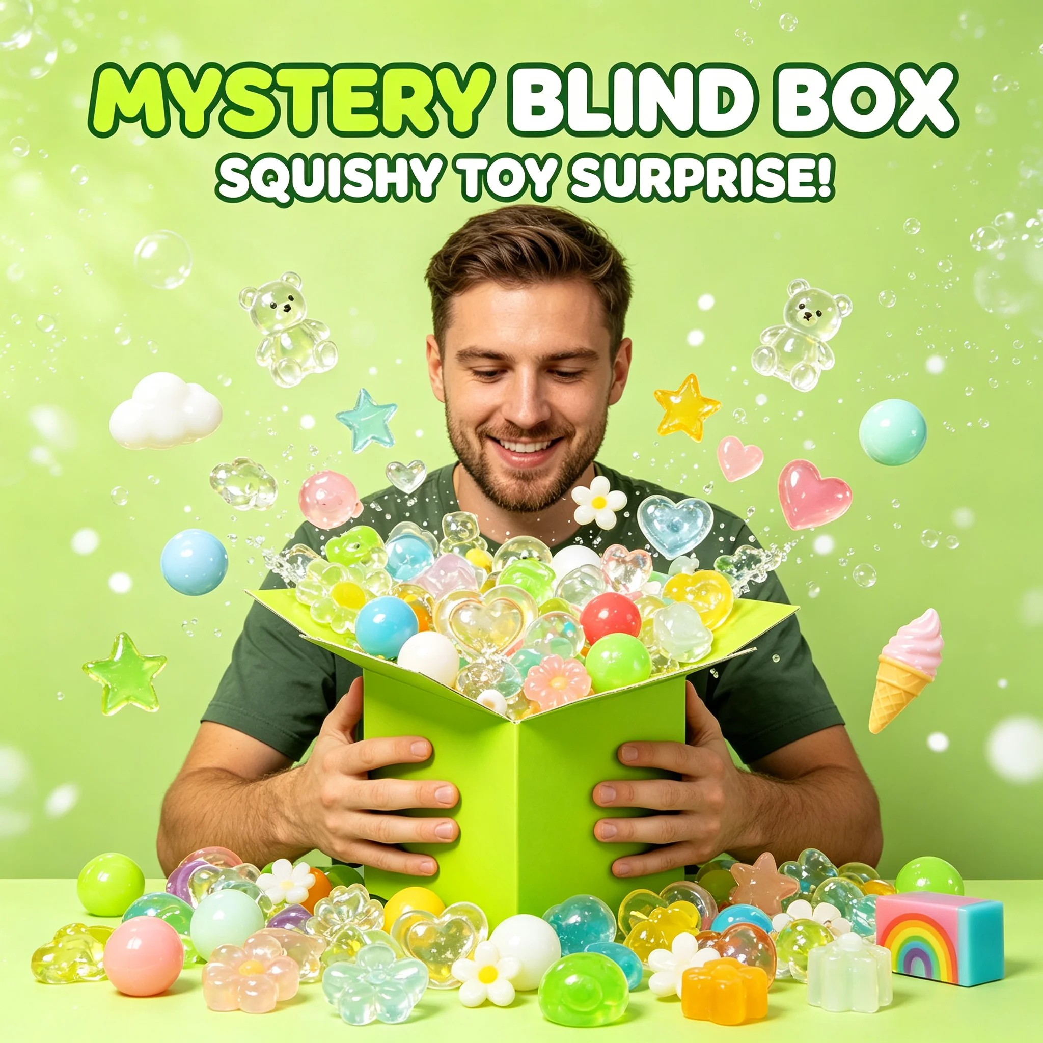 

Multi-Style Random Kawaii Animal Mochi Squishy Glitter Blind Bag Portable Pocket Stress Relief Collectible Surprise Toy