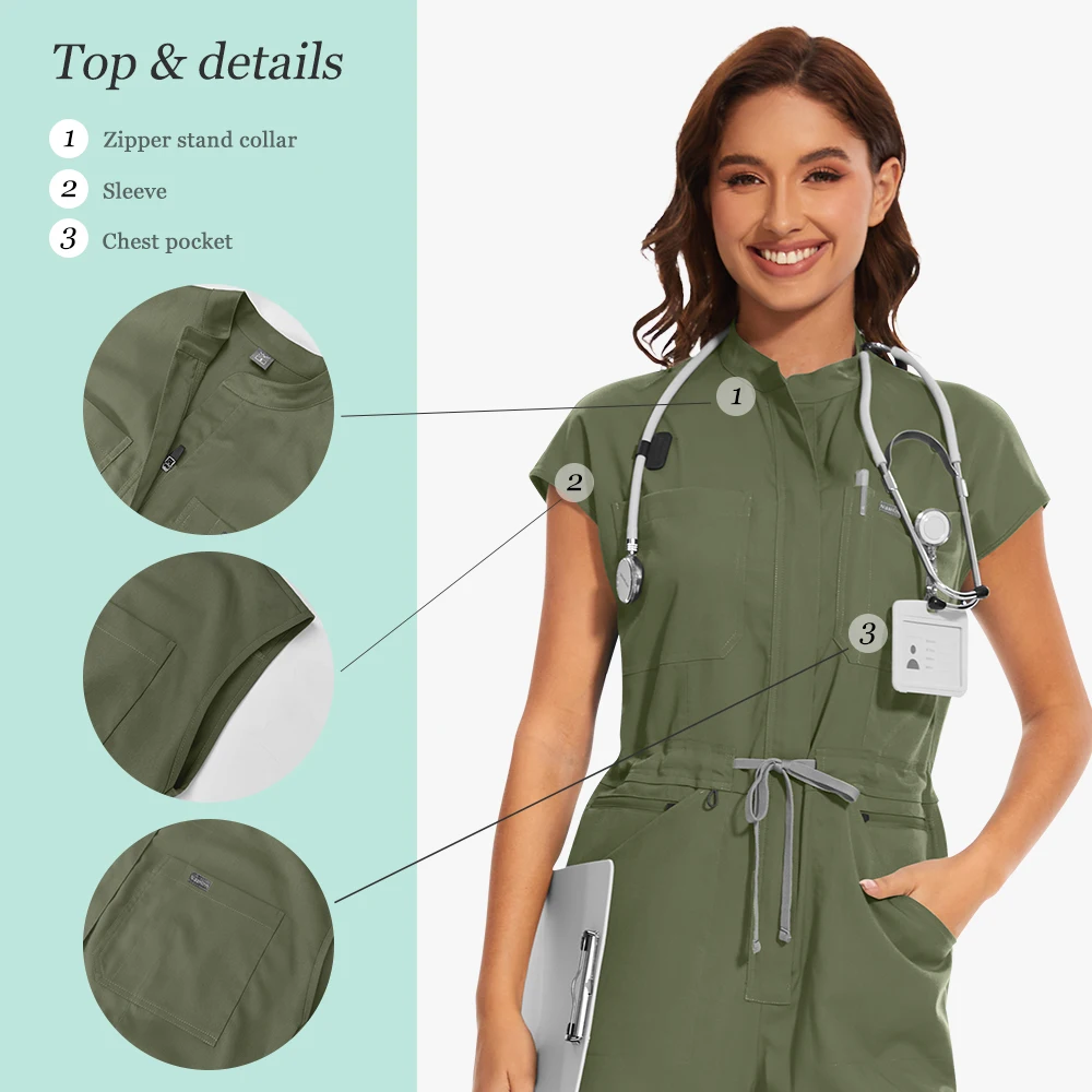 Mono médico para mujer, enfermeras, Jogger, LICRA, elástico, uniformes de enfermería, conjuntos para mujer, artículos de trabajo para el cuidado de la salud