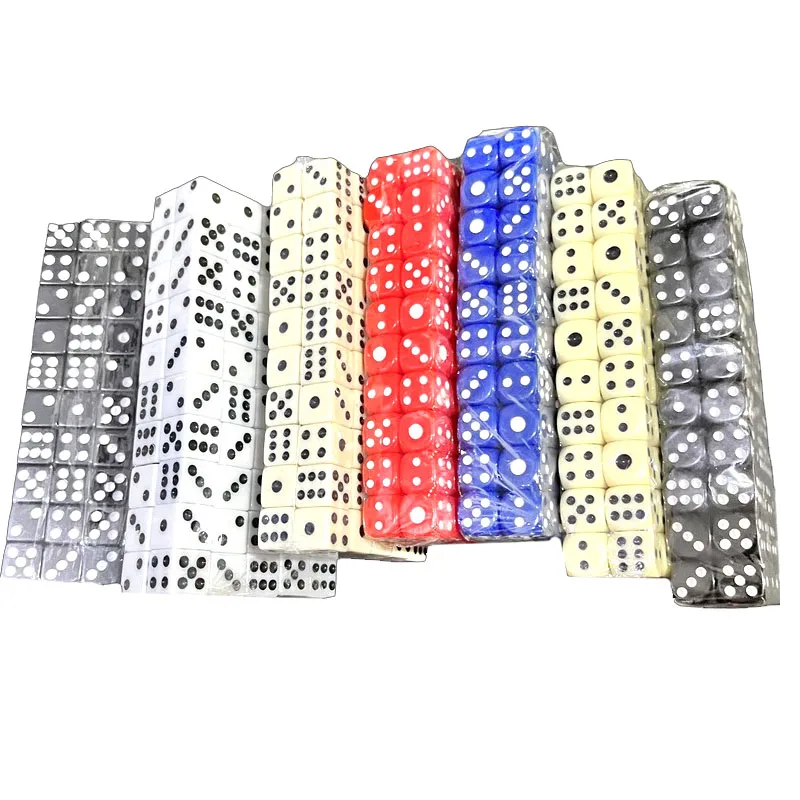 100 pezzi 10mm acrilico punto quadrato dadi Puzzle gioco 6 lati dadi accessorio gioco fai da te Decider feste di compleanno cubo nero/bianco