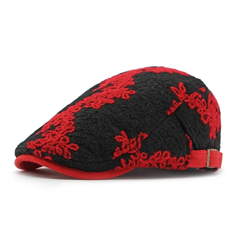 Autumn Cotton Print Newsboy Caps Flat Peaked Cap Men and Women Painter Beret Hats